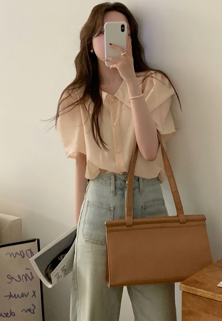 Korean chic summer single-breasted loose short-sleeved shirt CA25042906PI