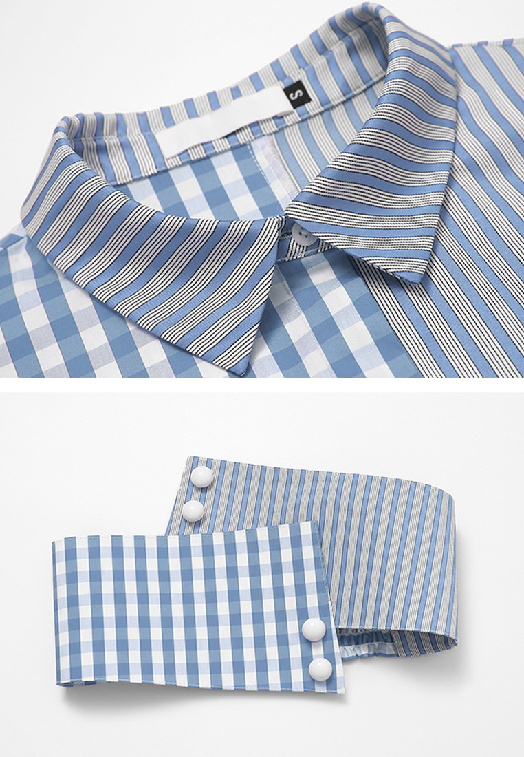 New plaid spliced waistband waist cinching dress CA250325306BL