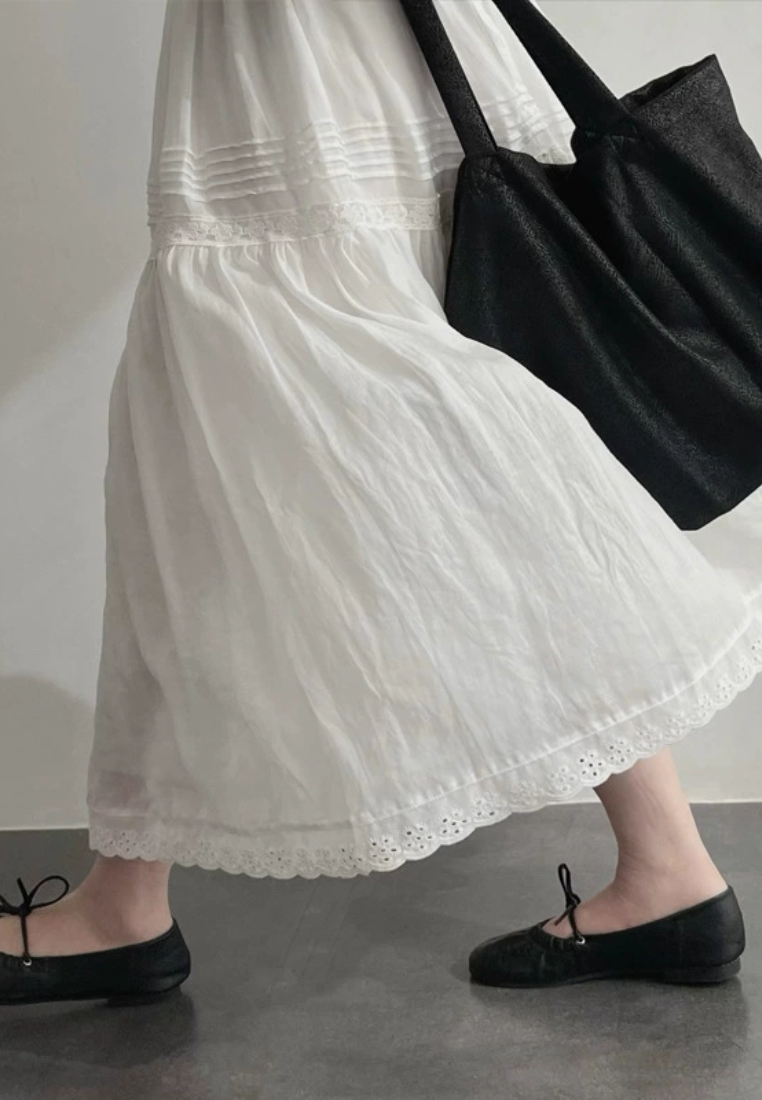 Natural solid color white skirt CA25031906W