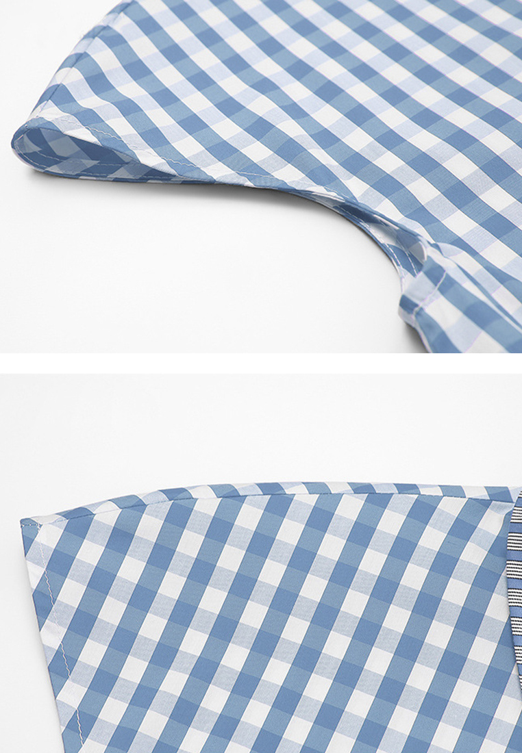 New plaid spliced waistband waist cinching dress CA250325306BL