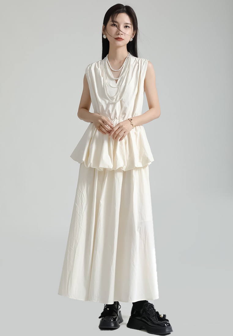 2024 Japanese style style V-neck ruffled flower bud shirt dress CA24030106BK