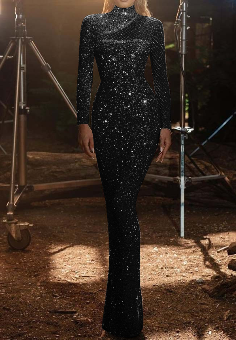 New hollowed-out round neck slim-fit dress CA251103D06SL