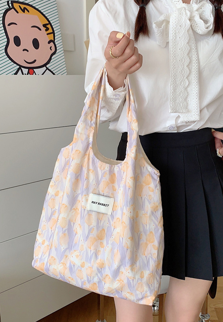 2024 New tulip flower canvas shoulder bag CA24042606BL