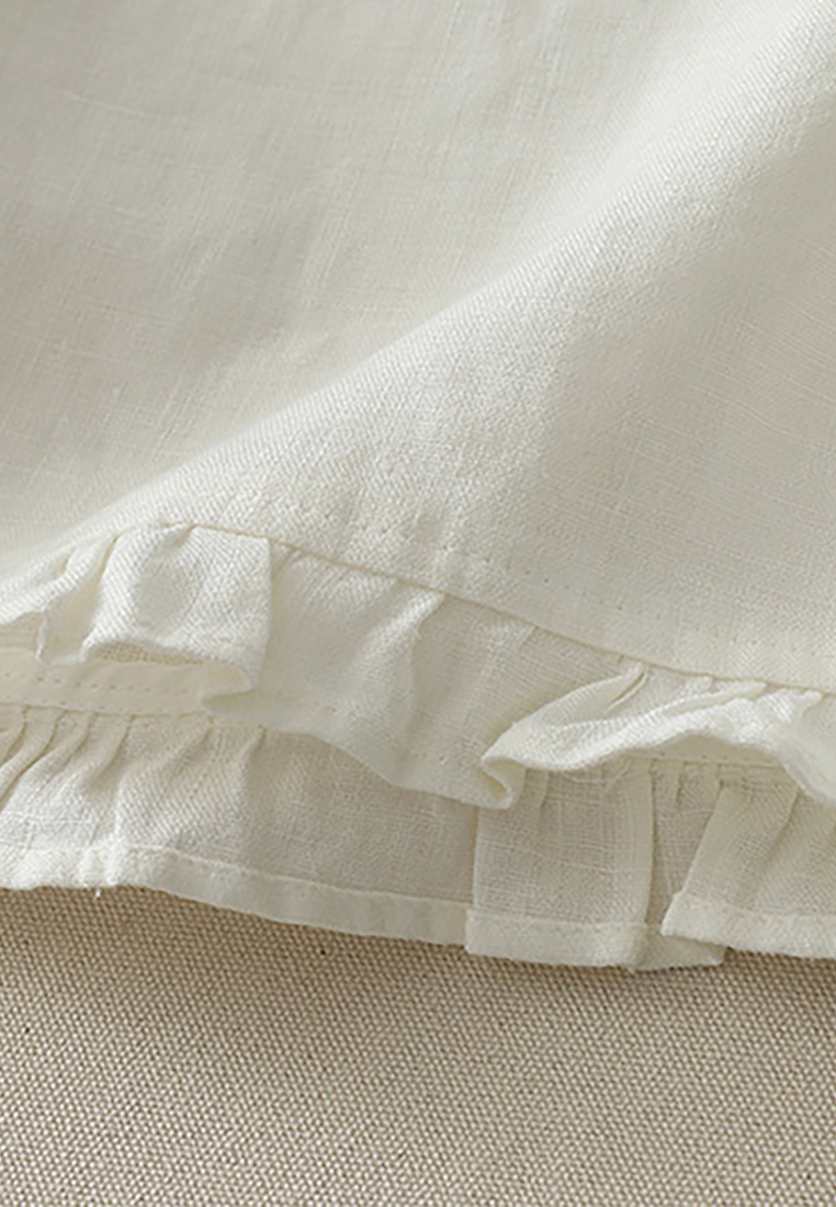 Summer linen tie round neck short-sleeved shirt CA25070906W