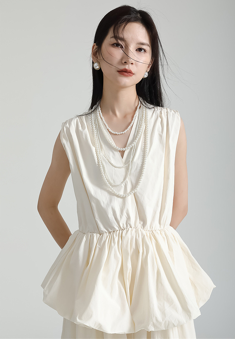 2024 Japanese style style V-neck ruffled flower bud shirt dress CA24030106BK