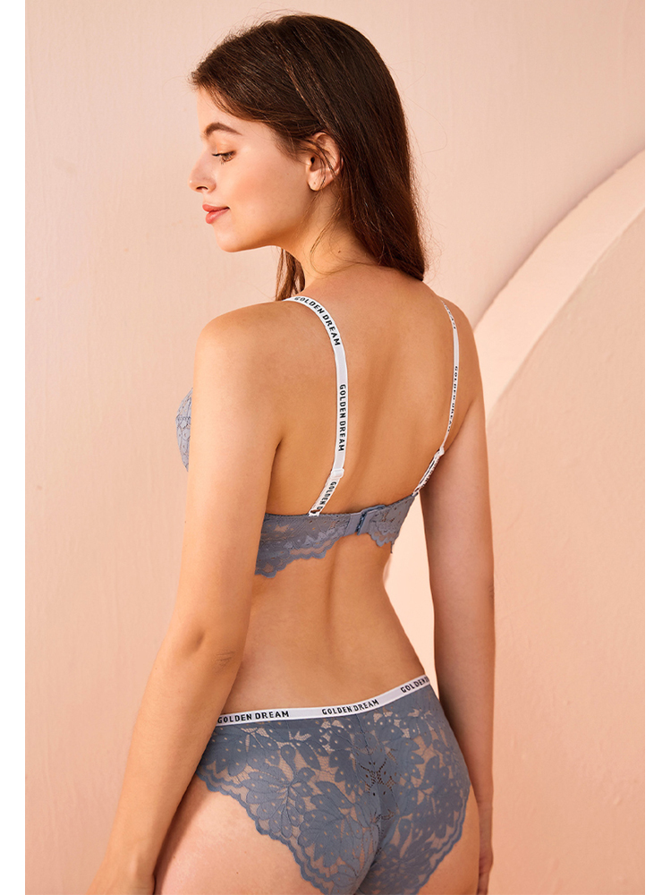 Sexy  lace fashion alphabet shoulder straps push-up shaping bra set CA23050460PI