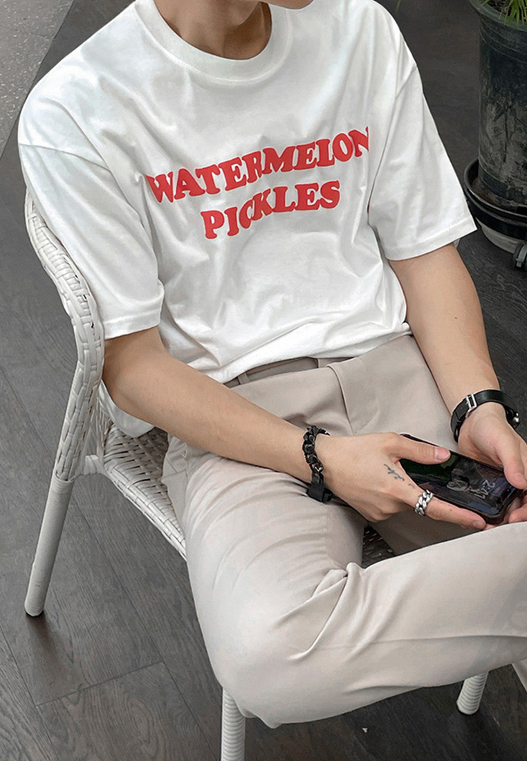 Men's summer letter print T-shirt CA24051460W