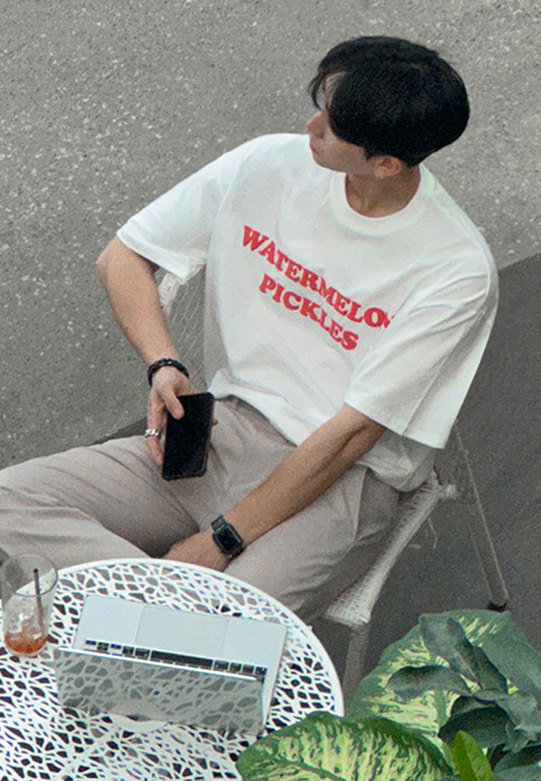 Men's summer letter print T-shirt CA24051460W