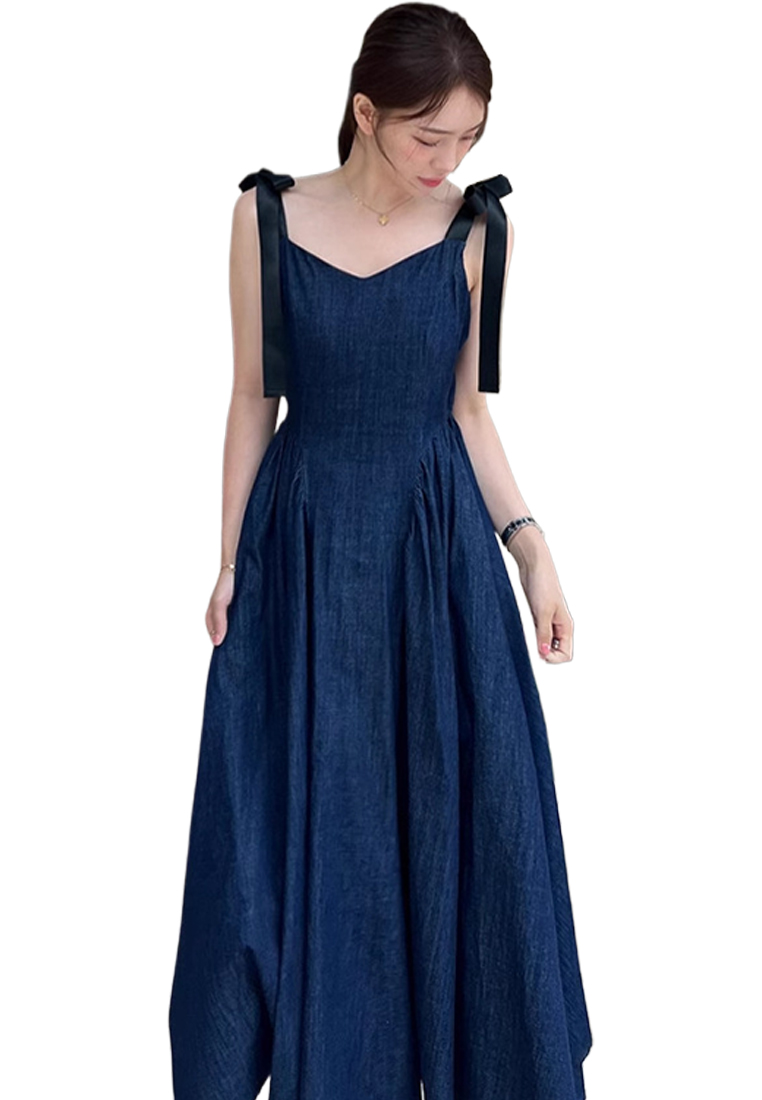 Temperament Versatile Lace-up Denim Dress CA25060360BL