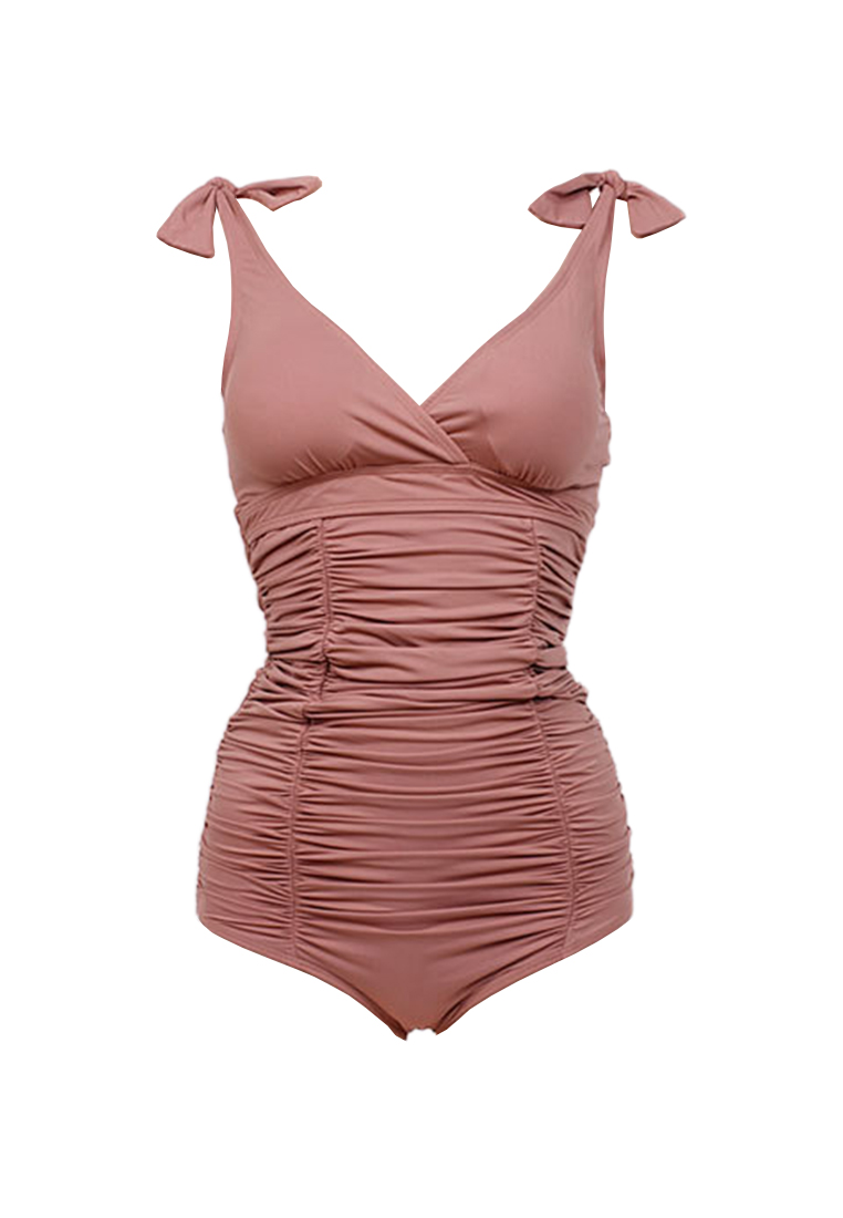 New V-neck solid color one-piece swimsuit CA24032160W