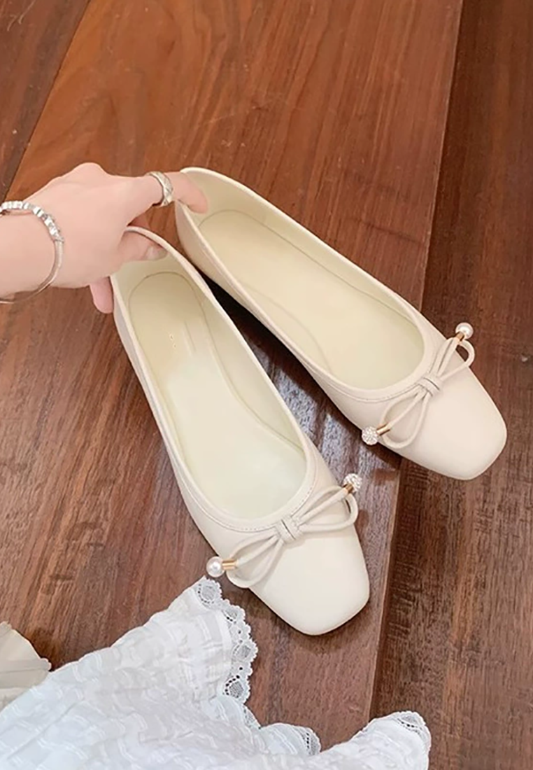 Rhinestone bow ballet flat shoes CA25021325W