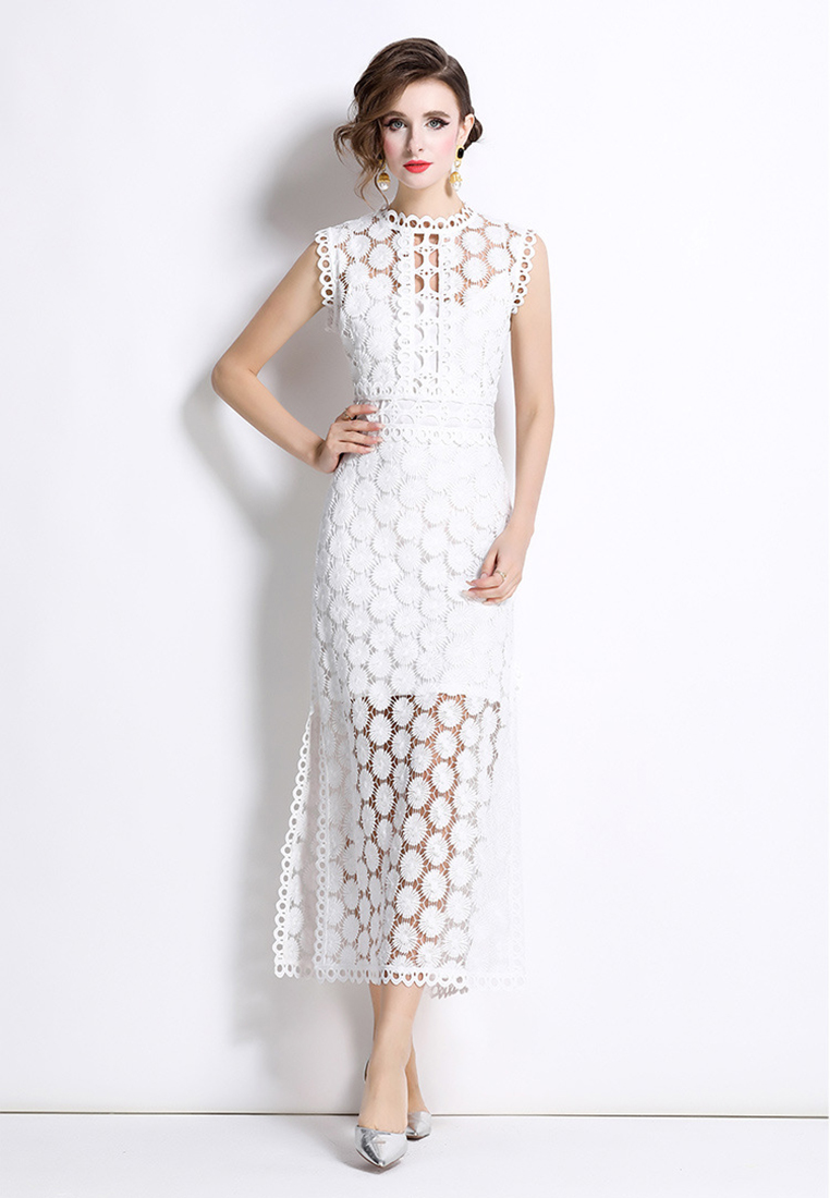 Summer new style water-soluble lace slim sleeveless dress CA225042261W