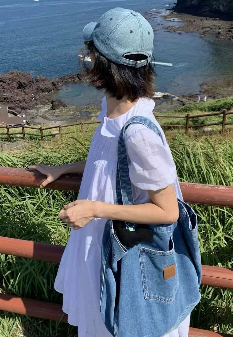 New Retro Fashion Casual Soft Top Denim Baseball Bag CA25061761BL