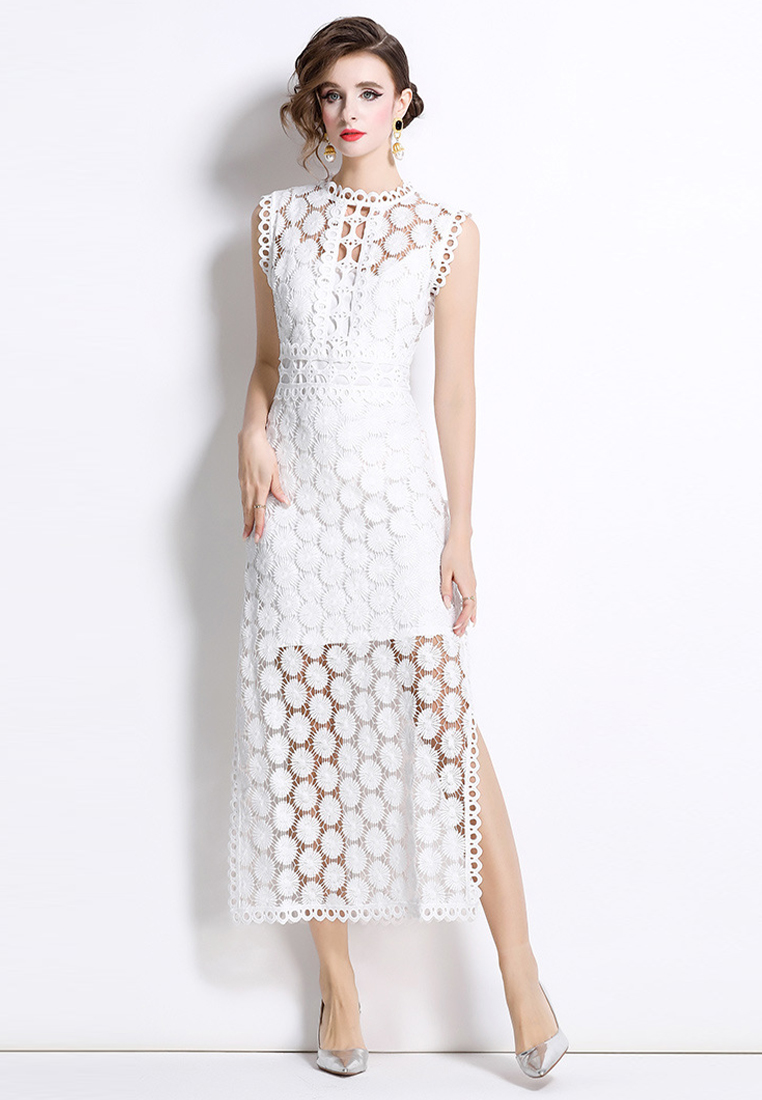 Summer new style water-soluble lace slim sleeveless dress CA225042261W