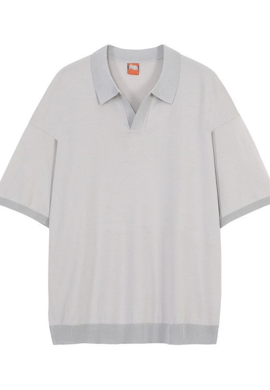 Men's Korean style lapel knitted POLO shirt CA25052361GY