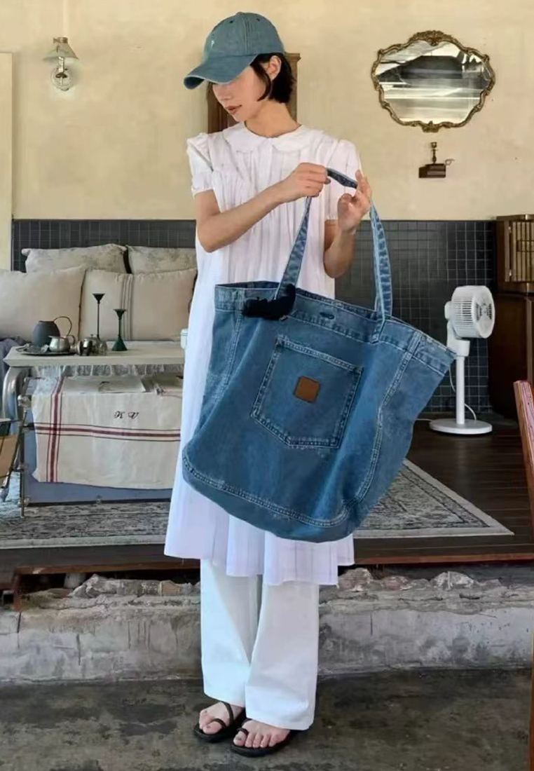 New Retro Fashion Casual Soft Top Denim Baseball Bag CA25061761BL