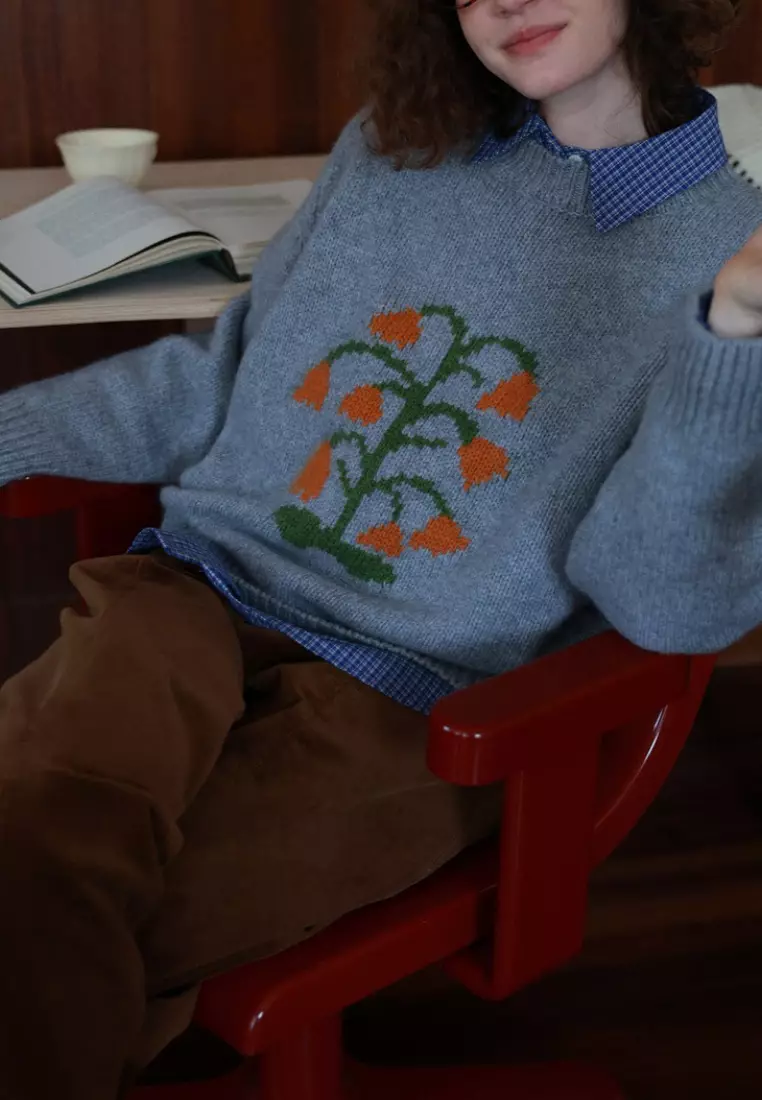 Temperament new flower pattern knitted sweater top K112603BE