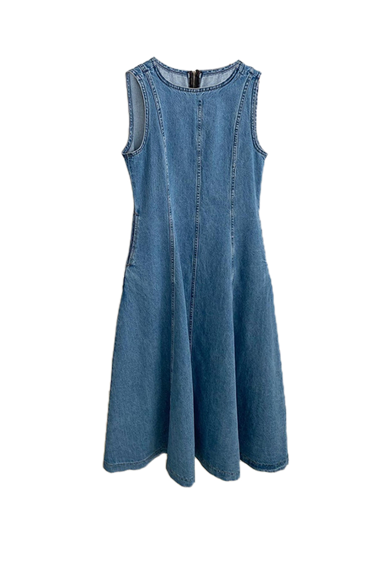 2024 temperament long patchwork sleeveless dress CA24041062BL