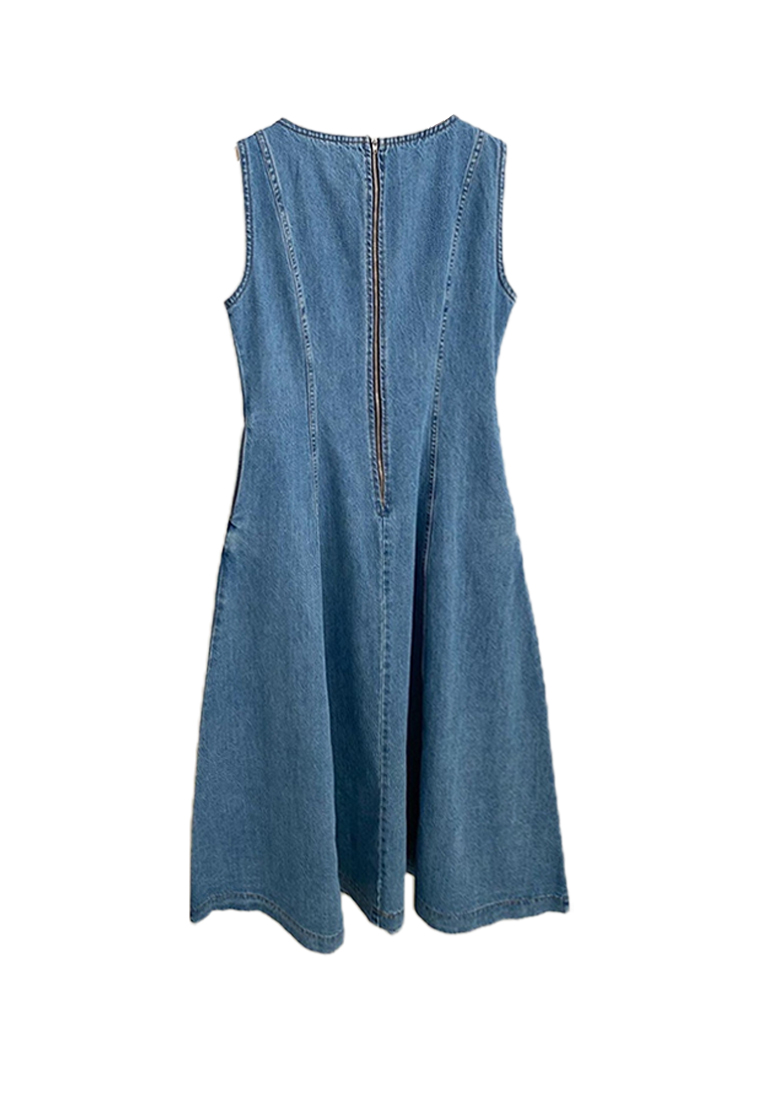 2024 temperament long patchwork sleeveless dress CA24041062BL