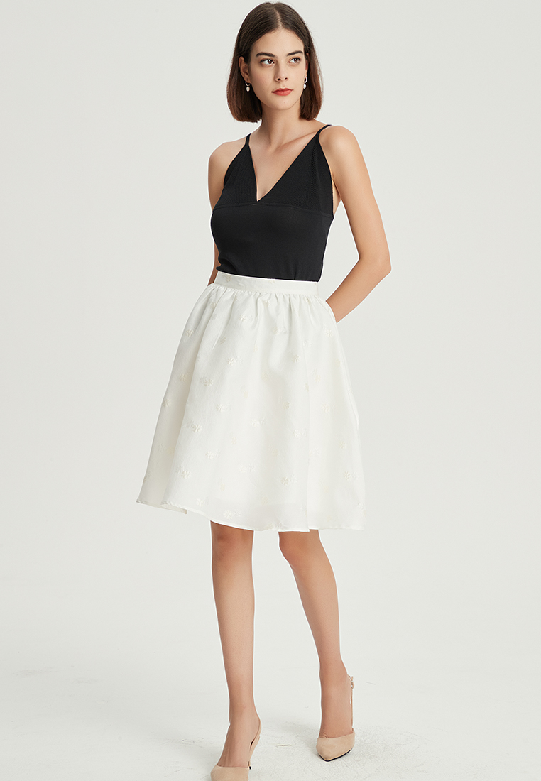 Original Temperament Jacquard Wave A-Line Skirt B22060120