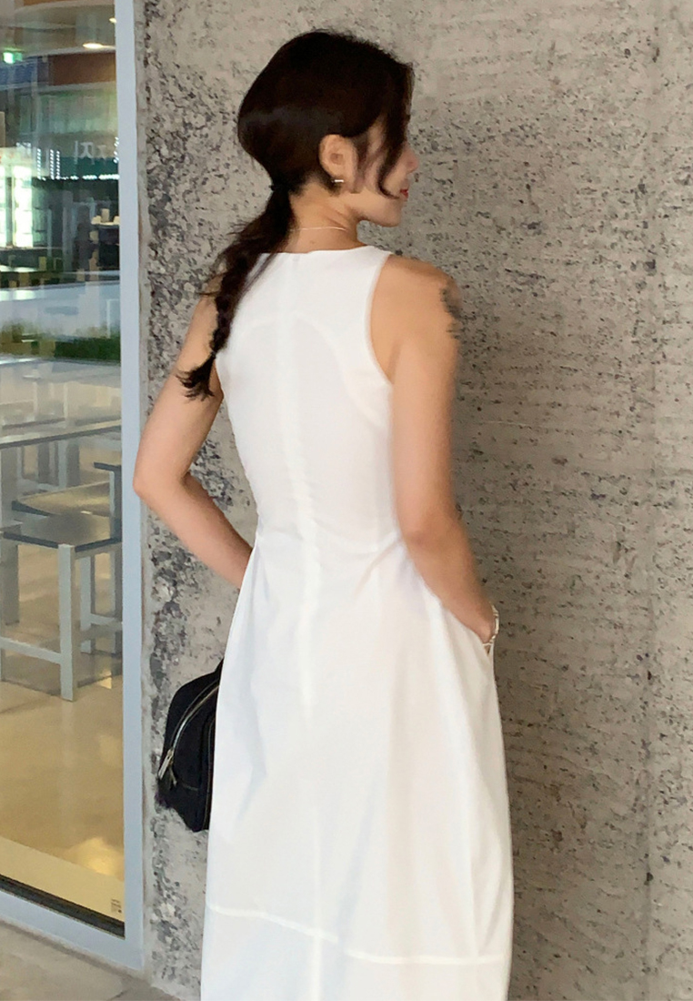  New round neck long sleeveless vest dress CA25032738BK