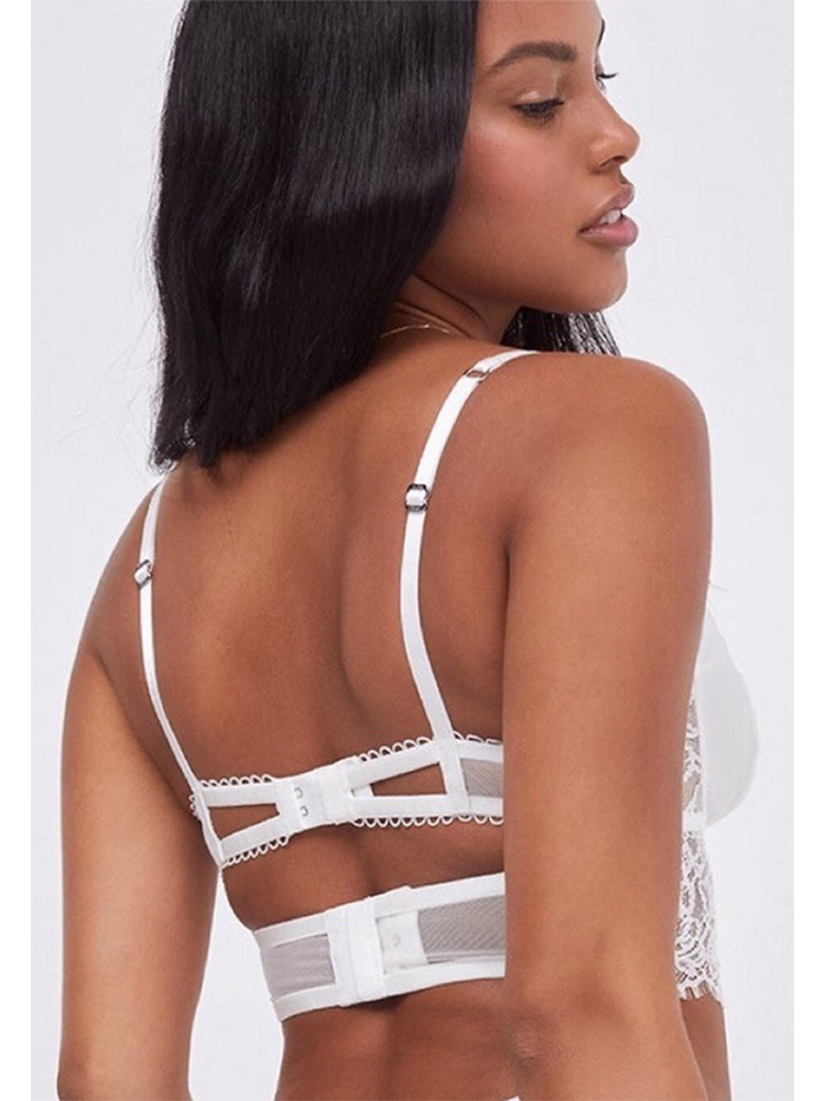 French Eyelash Lace Hollow Chest Strap Thin Section Push Up Shape Sexy Bra Set CA23050463W