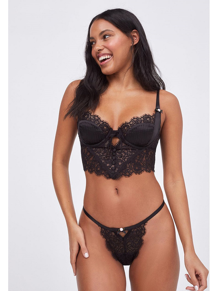 French Eyelash Lace Hollow Chest Strap Thin Section Push Up Shape Sexy Bra Set CA23050463W