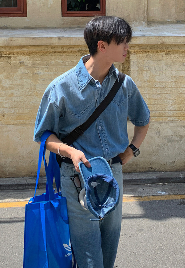 Men's summer short-sleeved denim shirt CA24051463