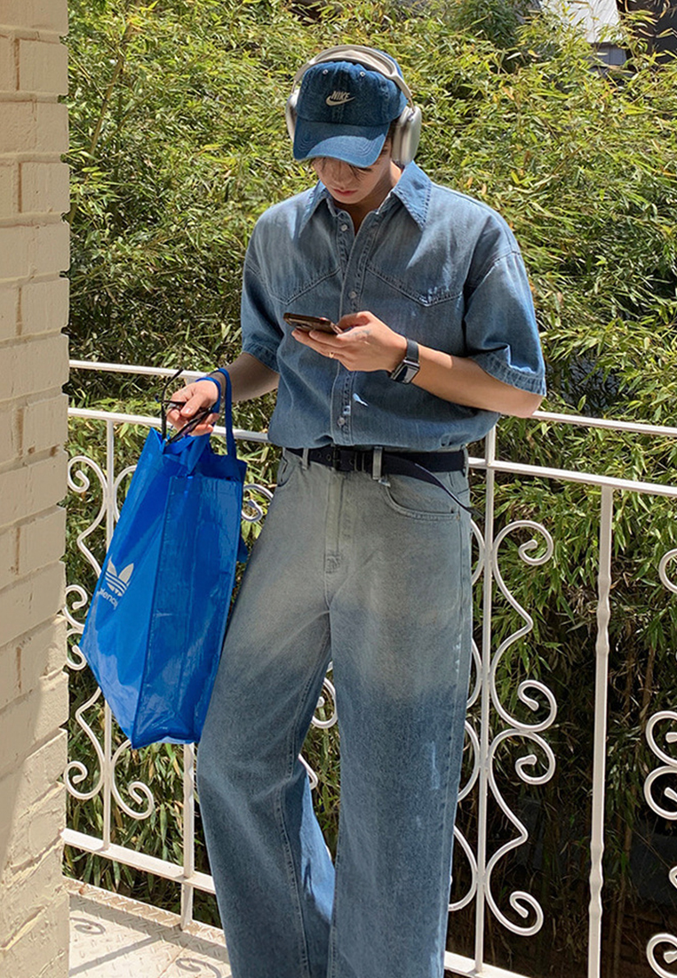 Men's summer short-sleeved denim shirt CA24051463