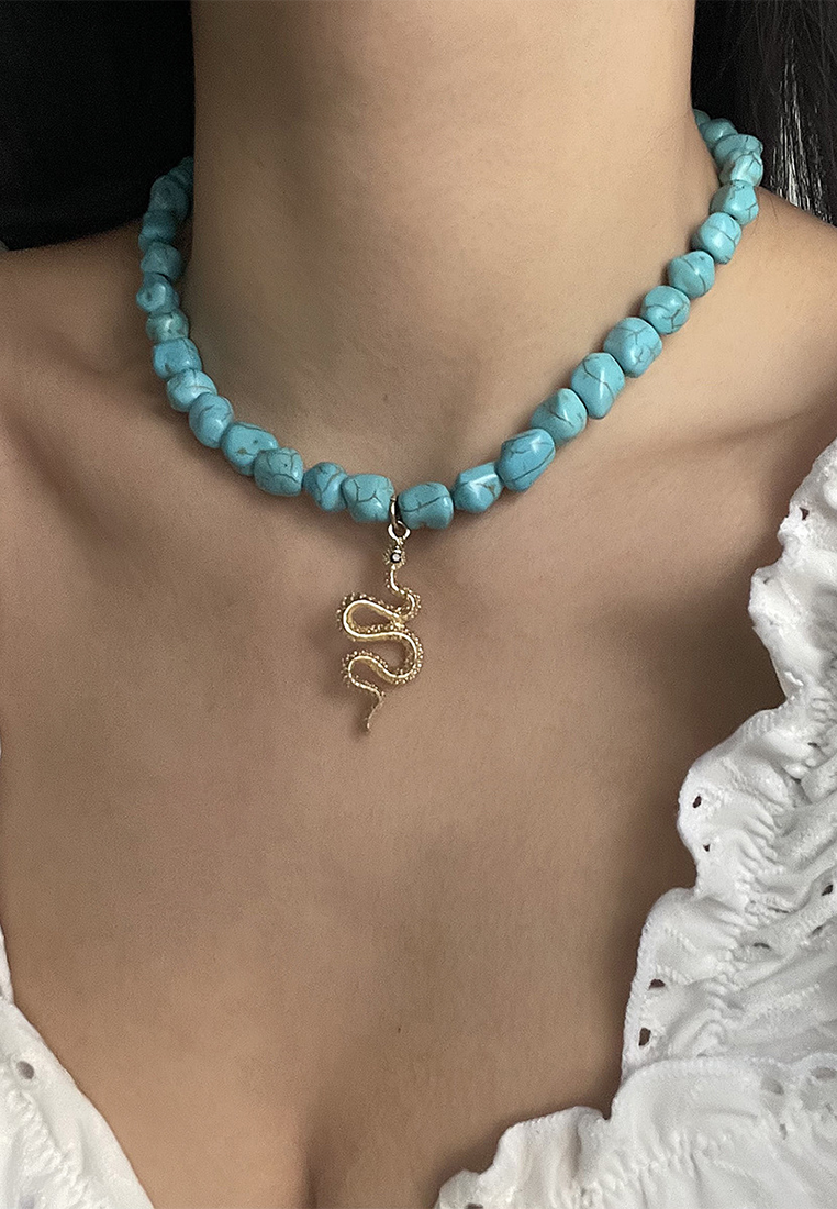 European and American Bohemian style irregular beaded necklace CA25052363-1