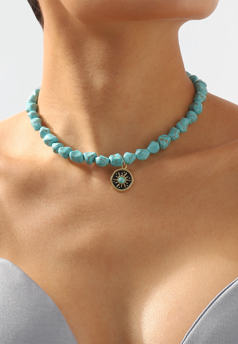 European and American Bohemian style irregular beaded necklace CA25052363-1