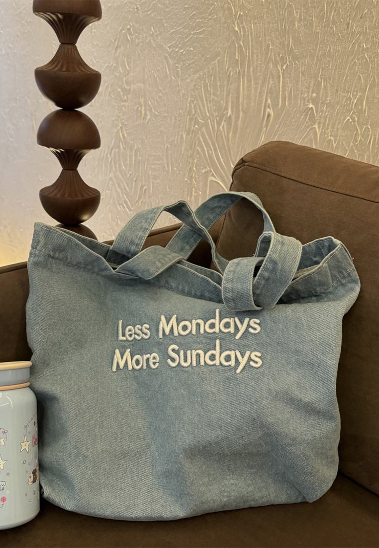 Vintage Commuter One-Shoulder Denim Tote Bag CA25061763BL