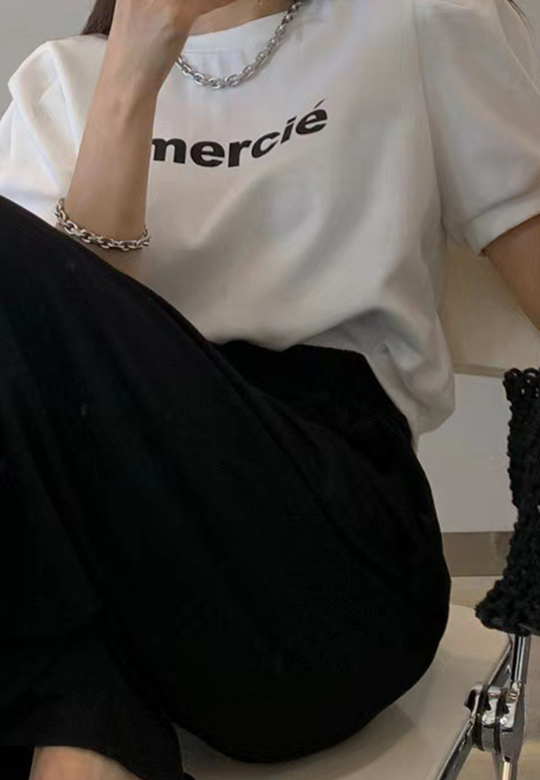 Summer new round neck letter printed T-shirt CA25042913GR