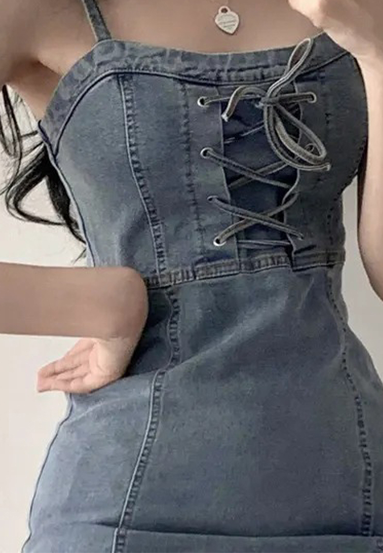 Versatile and sexy waist cinching suspender dress CA25032757BL