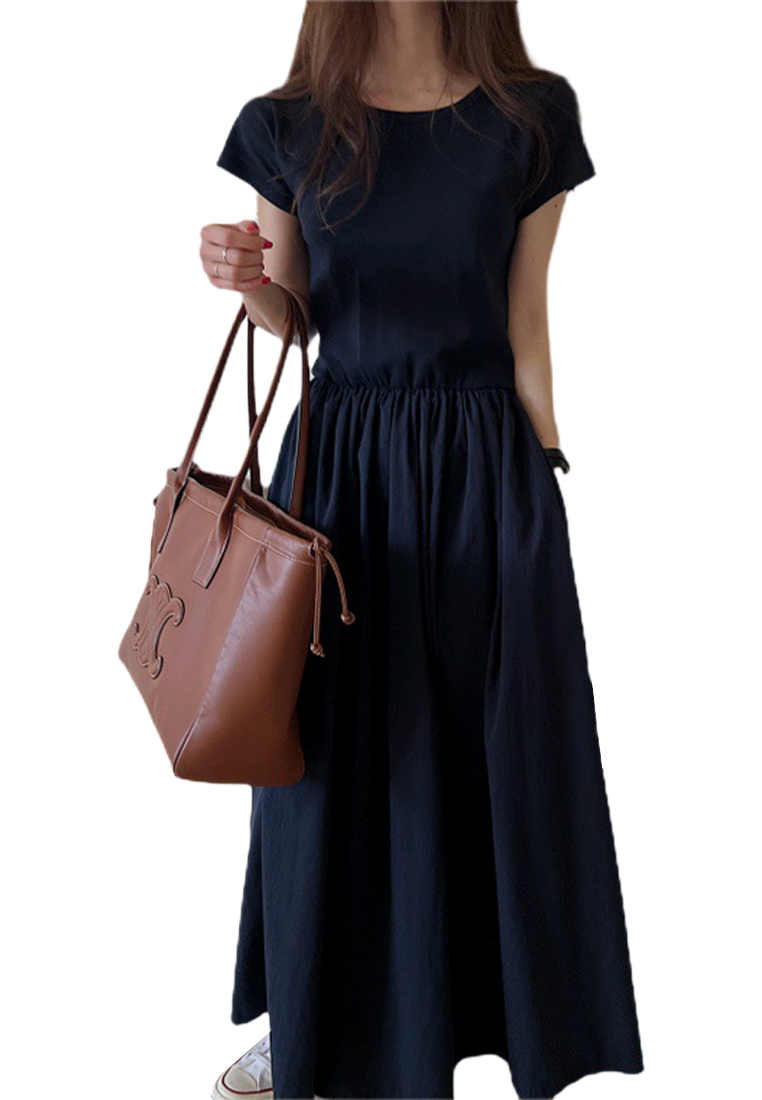 2024 Round neck patchwork elegant dress CA24041064BL