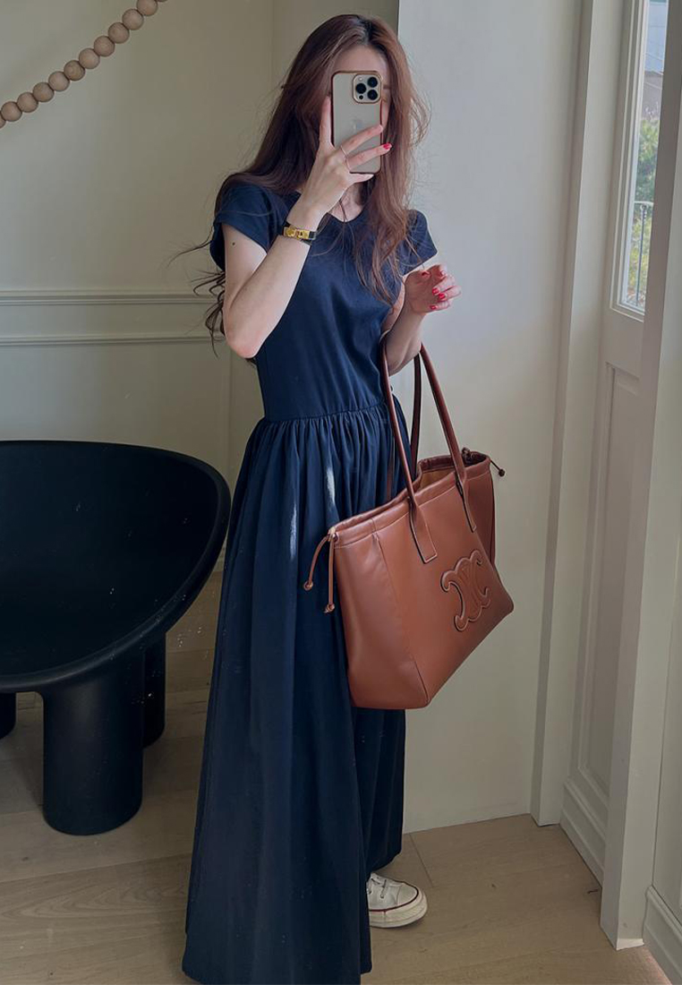 2024 Round neck patchwork elegant dress CA24041064BL