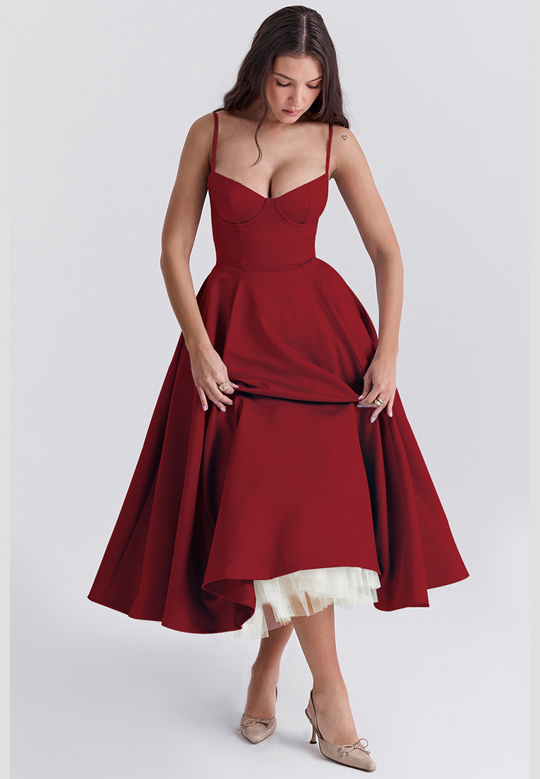 French mesh double-layer suspender dress CA25042264RDF