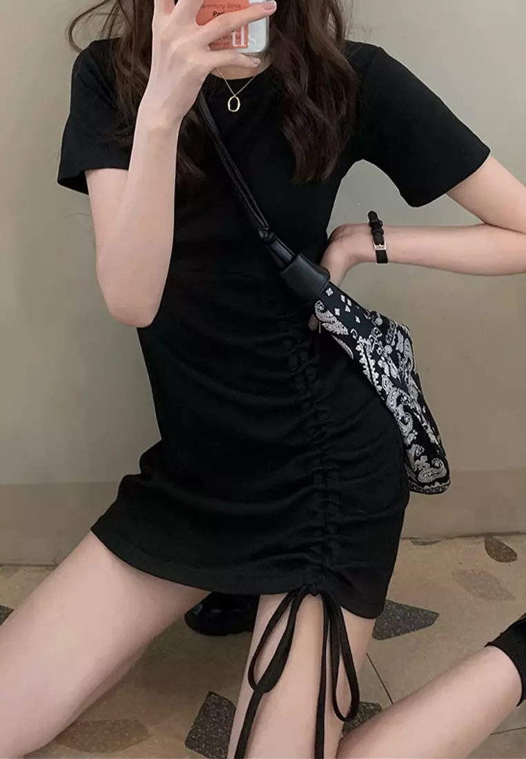 Summer Slim Fit Wrap Hip Dress CA24041828BK