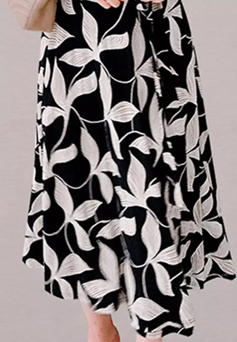 Elegant Vintage V-Neck Half Sleeve Lace Up Waist Printed Midi Dress A23022422RD-sunnydaysweety