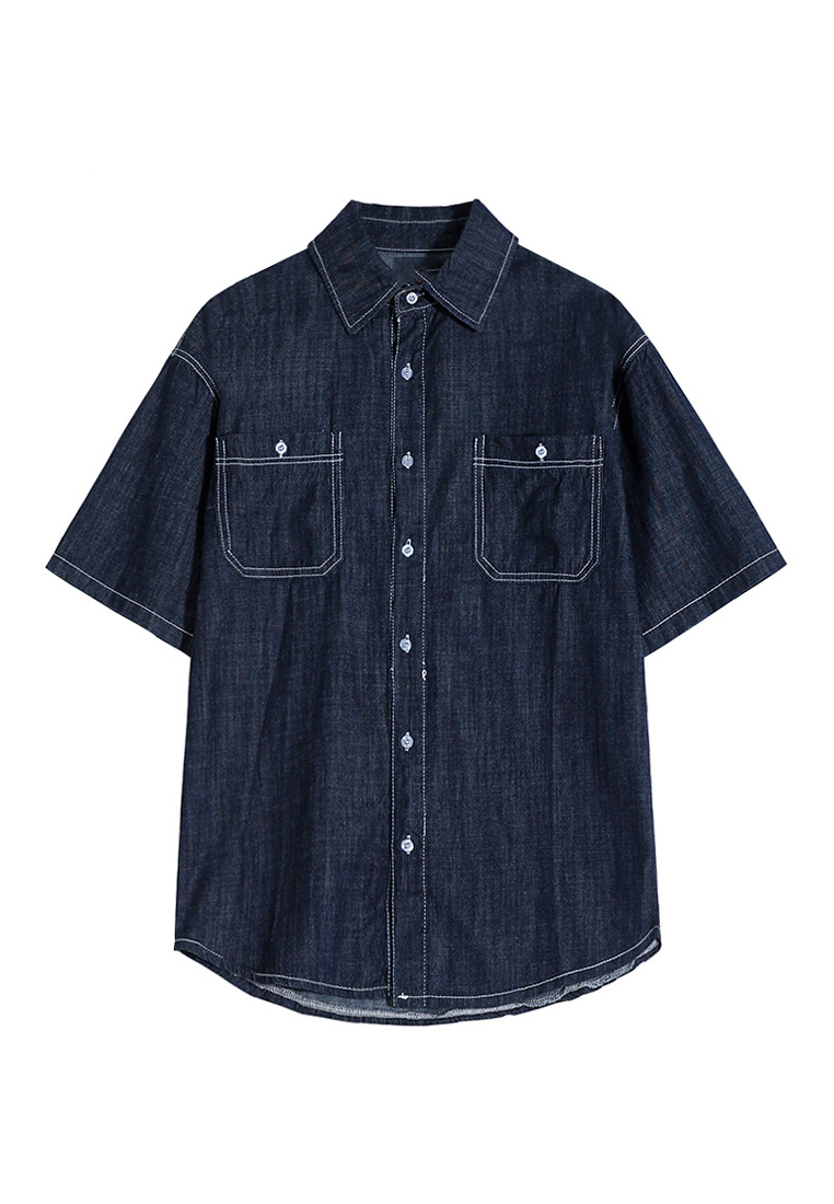 Men's summer versatile lapel shirt CA24051465BL
