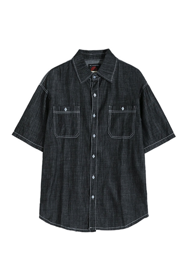 Men's summer versatile lapel shirt CA24051465BL