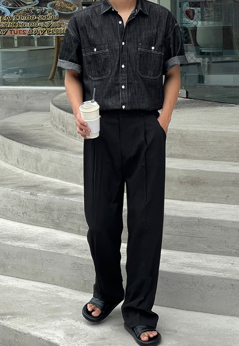 Men's summer versatile lapel shirt CA24051465BL