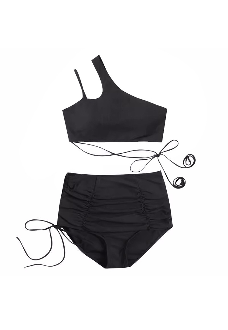 Korean bandeau tie high waist swimsuit set CA24032165