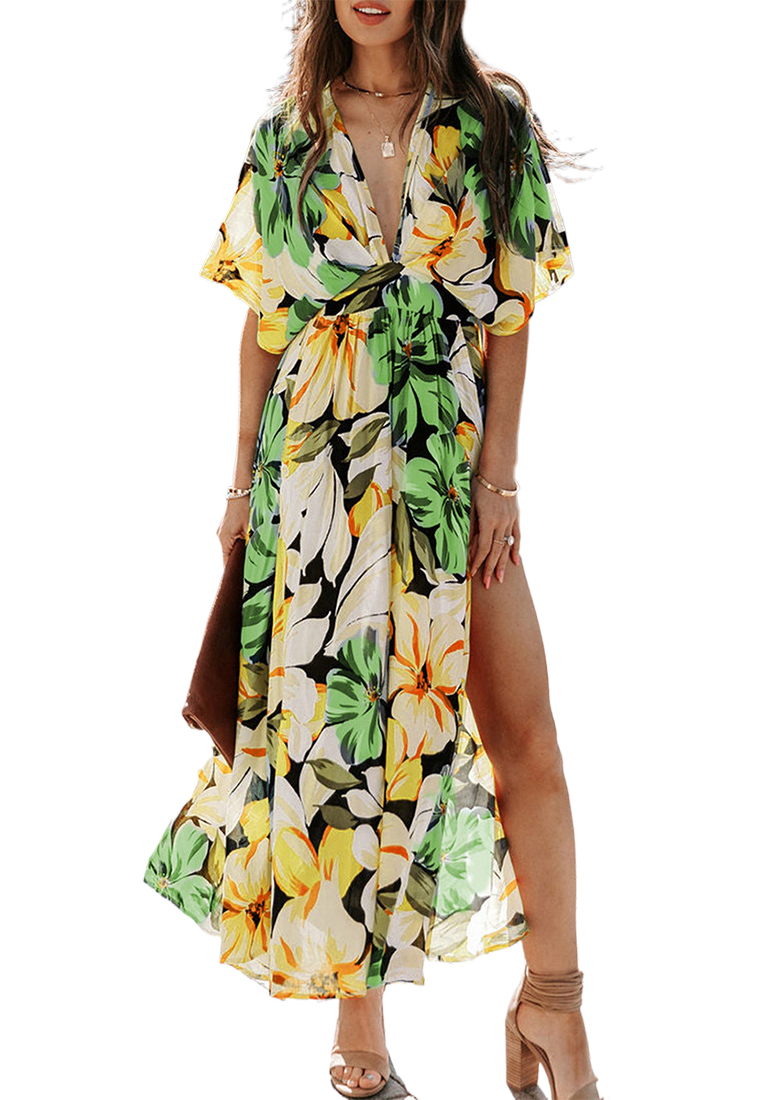 New sexy and fashionable printed slit dress CA25042265GR