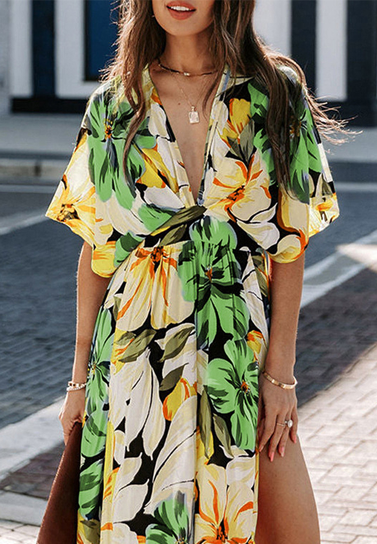 New sexy and fashionable printed slit dress CA25042265GR