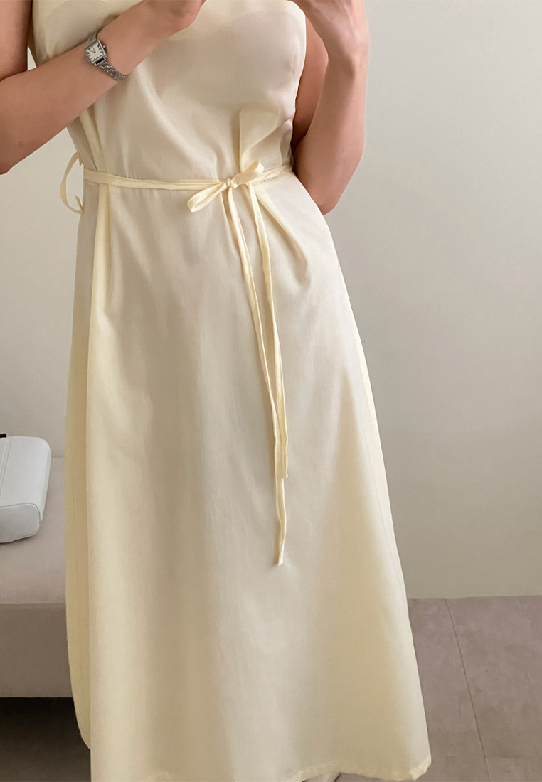 2024 New minimalist solid color lace up dress CA24041065BE