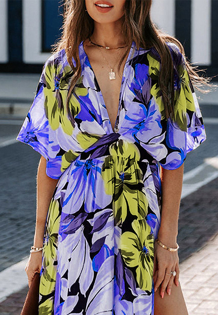 New sexy and fashionable printed slit dress CA25042265GR