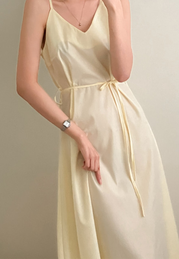 2024 New minimalist solid color lace up dress CA24041065BE