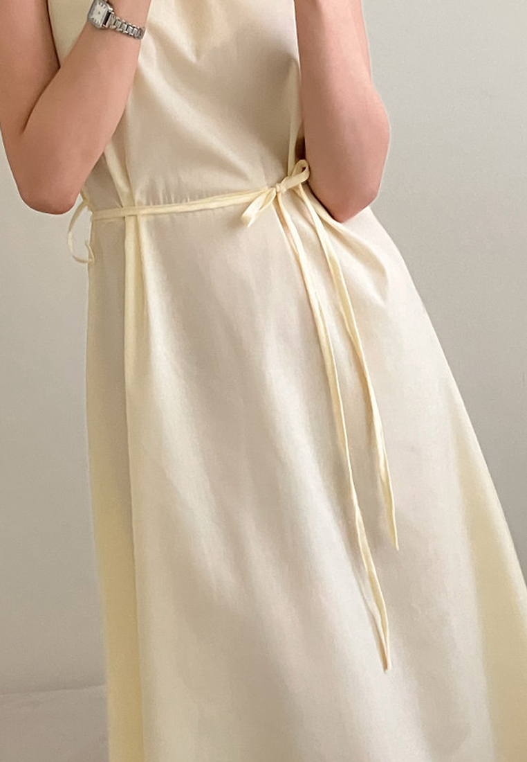 2024 New minimalist solid color lace up dress CA24041065BE