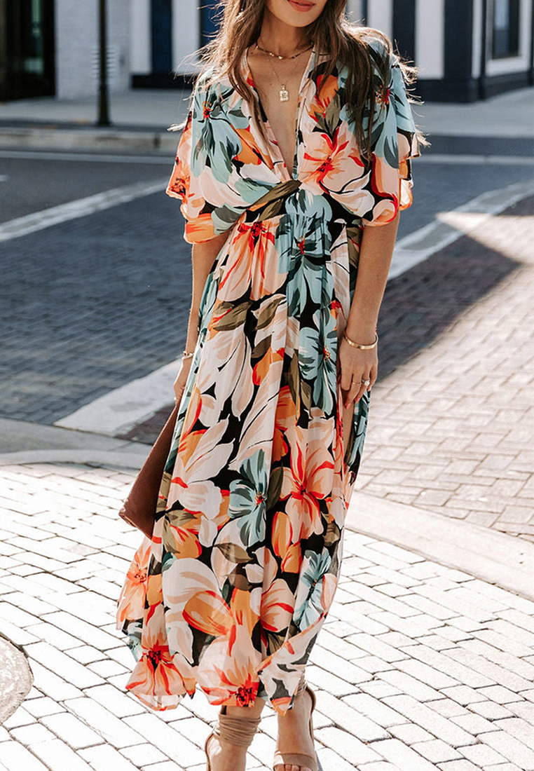 New sexy and fashionable printed slit dress CA25042265GR